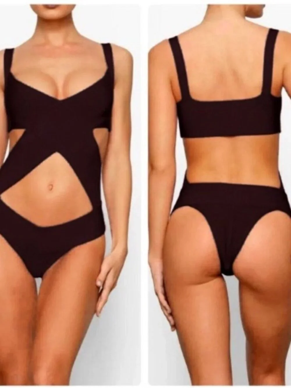 NWT SKIMS Monokini Cutout One Piece Swimsuit Black Size S
